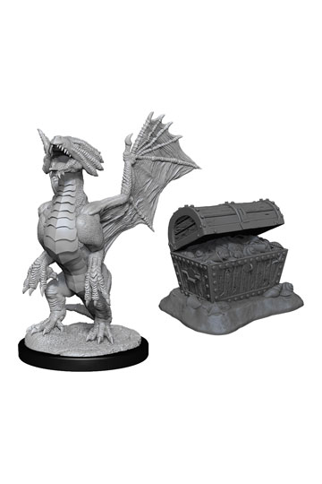 Unpainted Bronze Dragon Wyrmling & Sea found Treasure