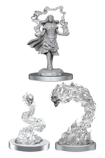 D&D Unpainted Miniatures 3-Pack Dark Spellcaster & Flameskulls